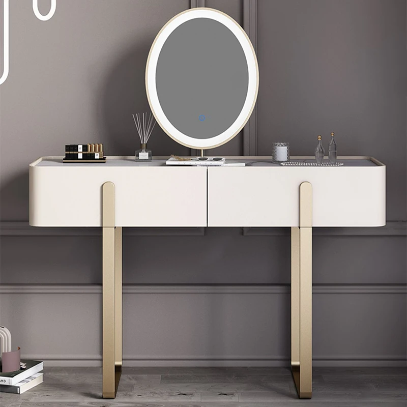 

Light luxury rock plate dressing table storage cabinet Modern simple household small size dressing table