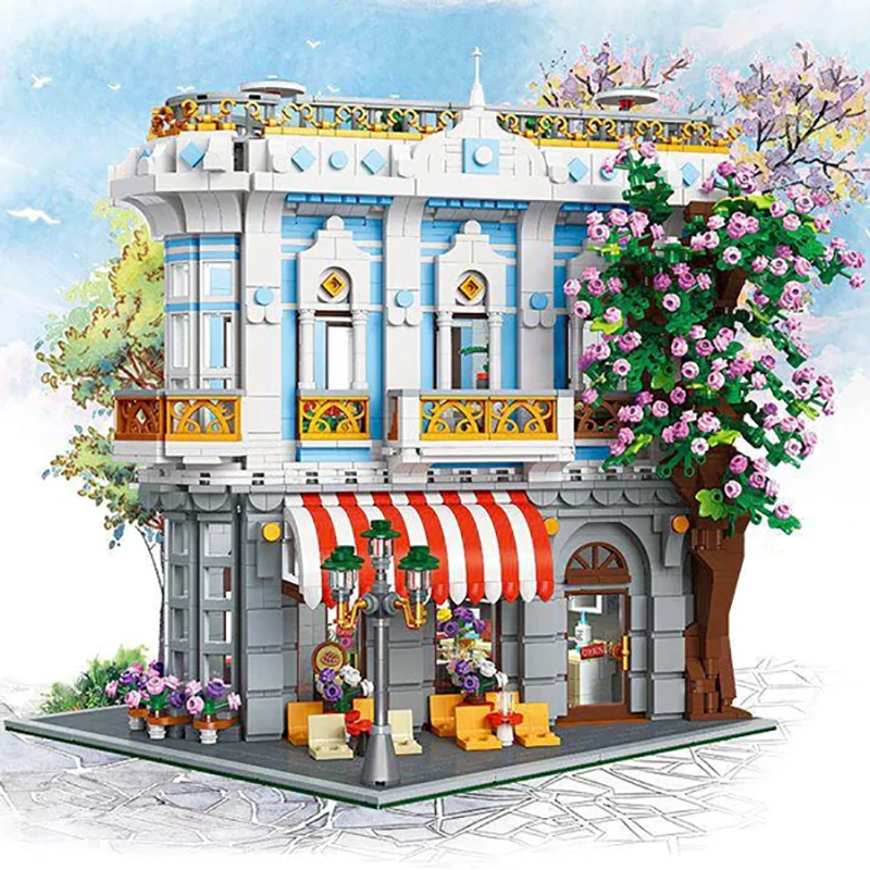

Sakura Restaurant LED House Building Blocks City Apartment Store Architecture Brick Model Kit Boys Toy Adults Kid Gift 3725PCS
