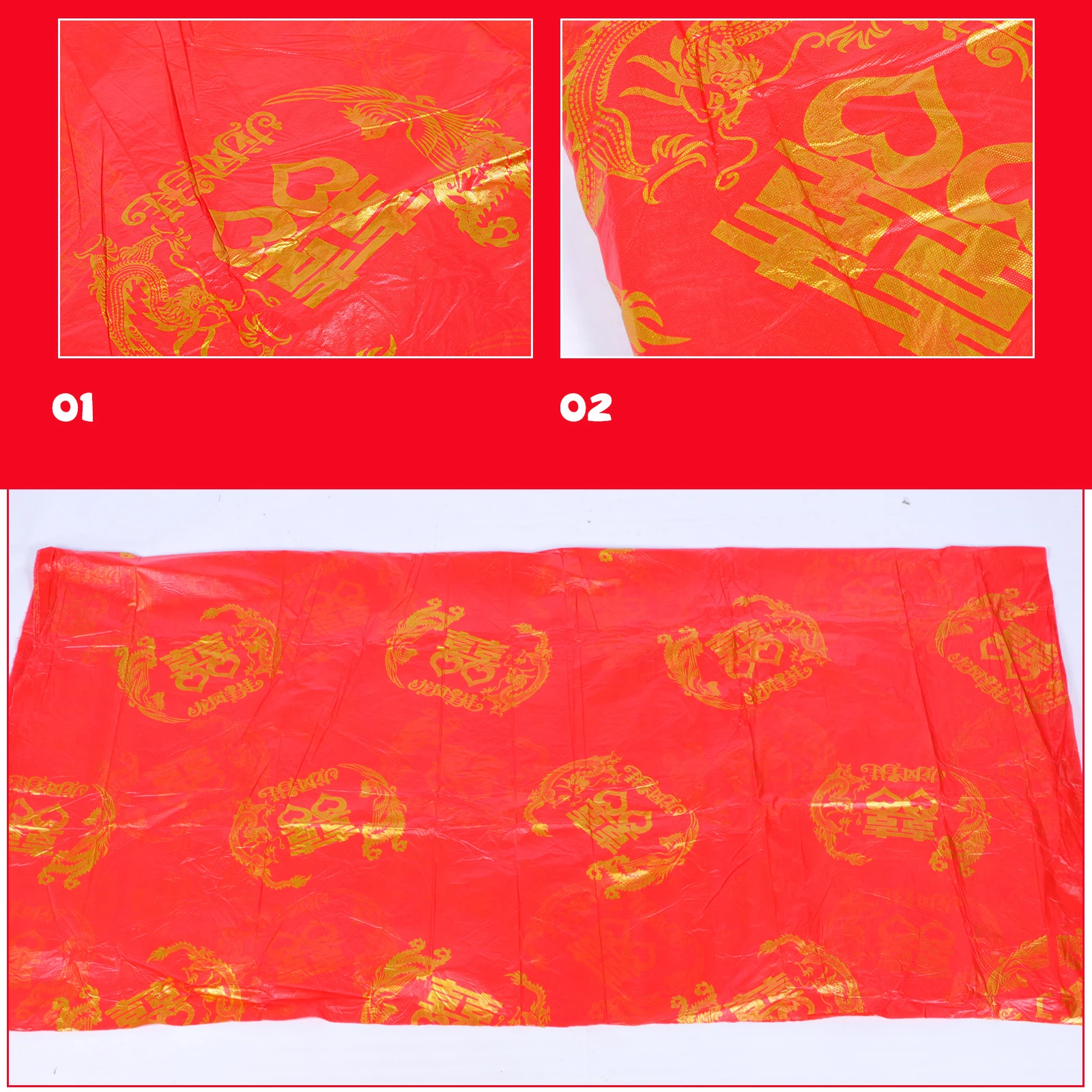 

10pcs Dragon Phoenix Tablecloth Wedding Banquet Dirt Resistant Oil Proof Decorative Dinner Cover Folding Style Home Party