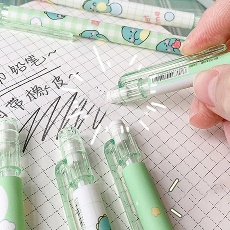 학생용 소형 지우개가 있는 자동 드로잉 연필, 기계식 연필, 리드 리필 세트, 0.5mm, 4 개