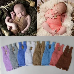 Newborn Photography Romper Soft Mohair Knitted Sleeveless Jumpsuits Pants Baby Photo Props Infant Photoshoot Accessories Clothes