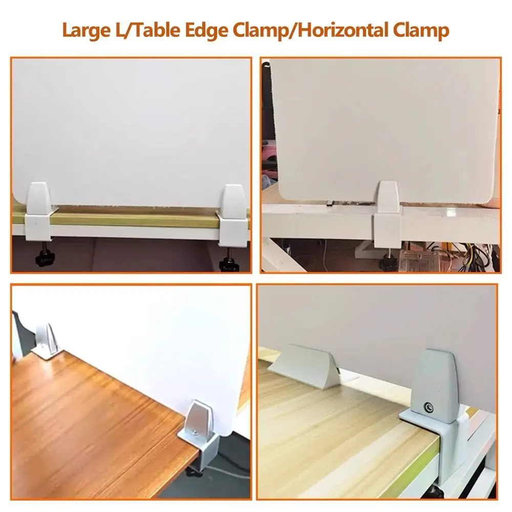 Aluminum Alloy Office Desk Baffle Clip Black White Silver Adjustable Glass Clamp Furniture Accessories Multifunctional