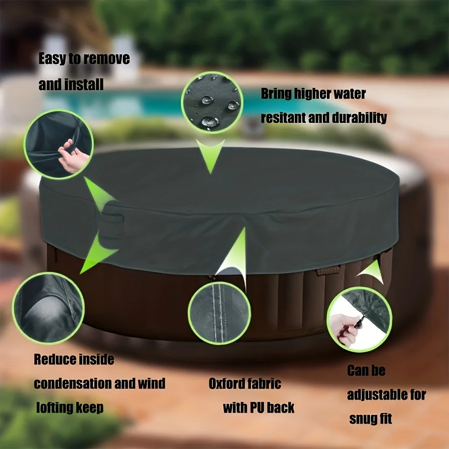 Round pool cover 600D strong anti-tearing-solar cover for the surface pool anti-fading, surface pool cover, with vent of the hot