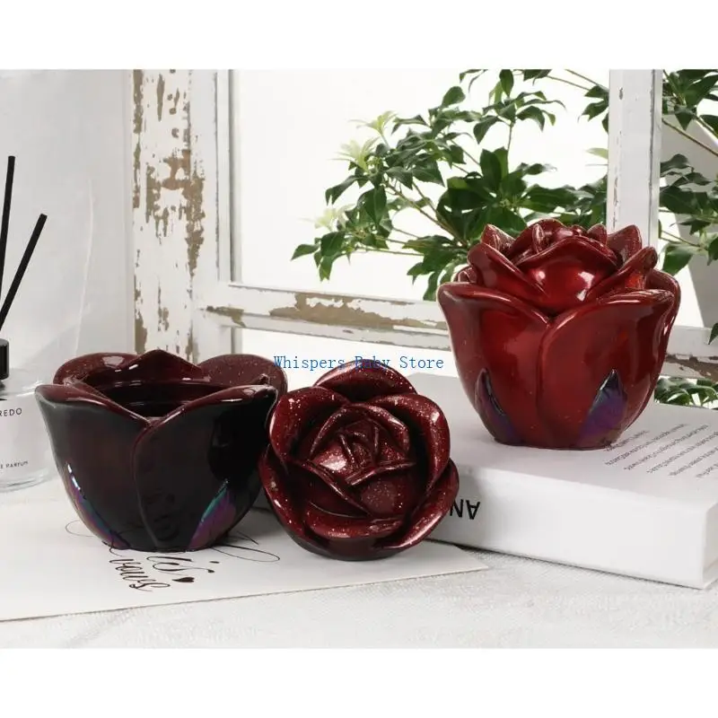 

U90E Rose Storage Box Mold Multifunctional Silicone Mould for Candle Holder Ashtray