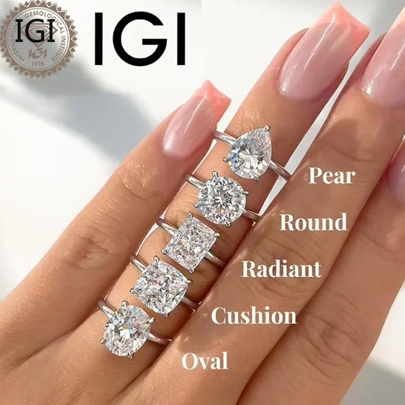 Anelli di diamanti coltivati in laboratorio Anello personalizzato Anello di nozze in oro 10K 14K 18K da 1 ct Anello di fidanzamento per matrimonio con taglio ovale Anello con diamante HPHT/CVD