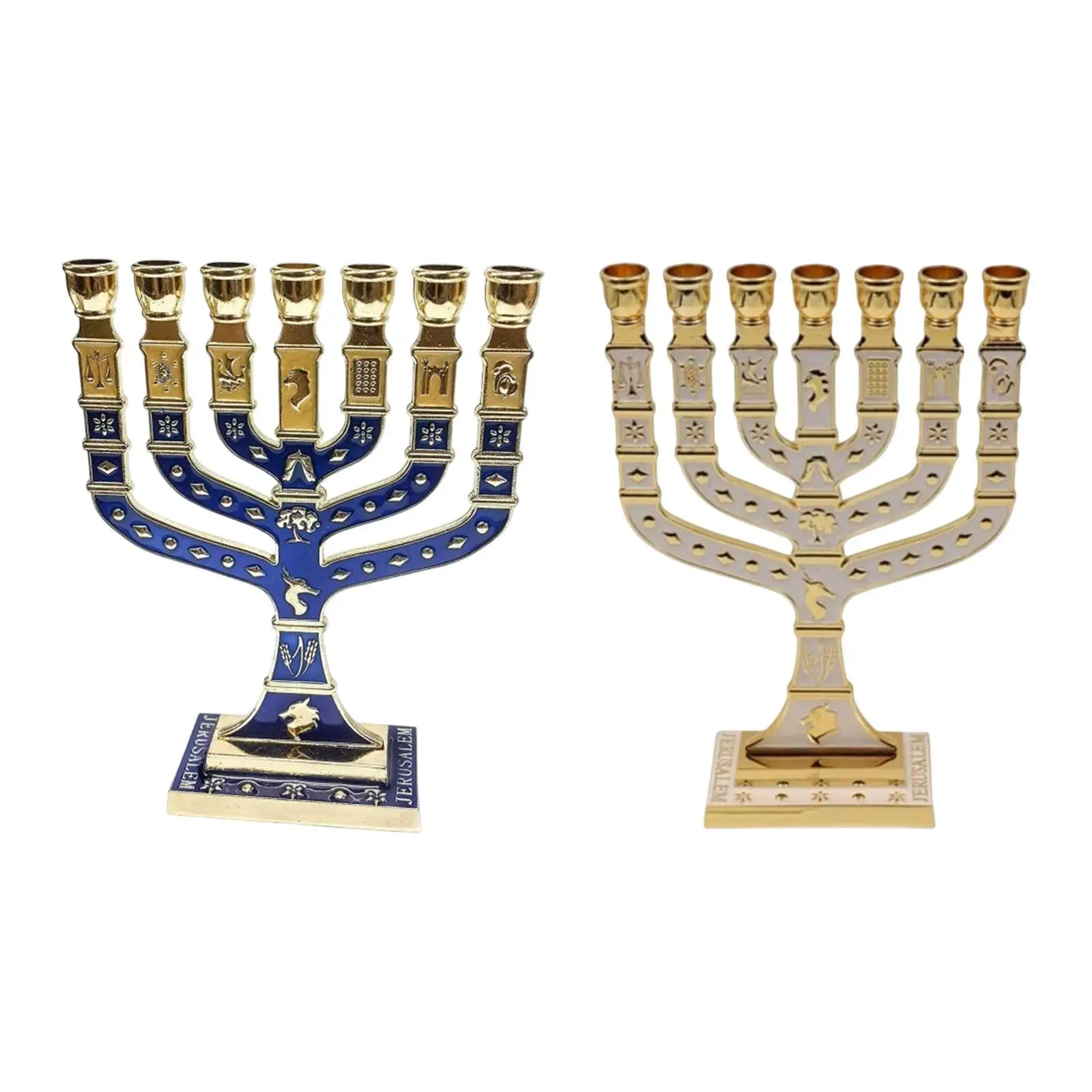 7 Branches Menorah Candelabrum Candle Stand, Tabletop Ornament, Candelabra for Festival Living Room