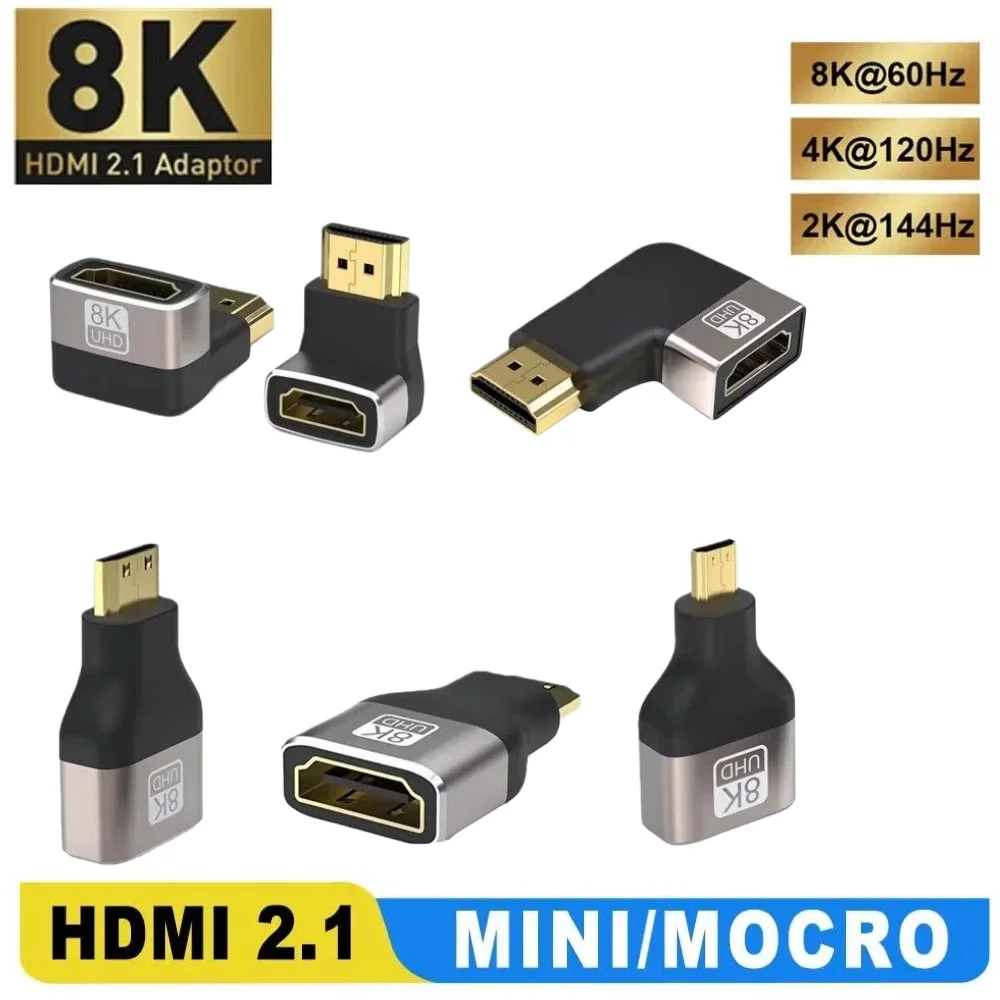 Adaptador compatível com hdmi, 8k @ 60hz, extensor, compatível com 4k @ 120hz, 2k @ 144hz, hdr, 48gbps, vídeo para ps5, laptop, tv, projetor, adaptador