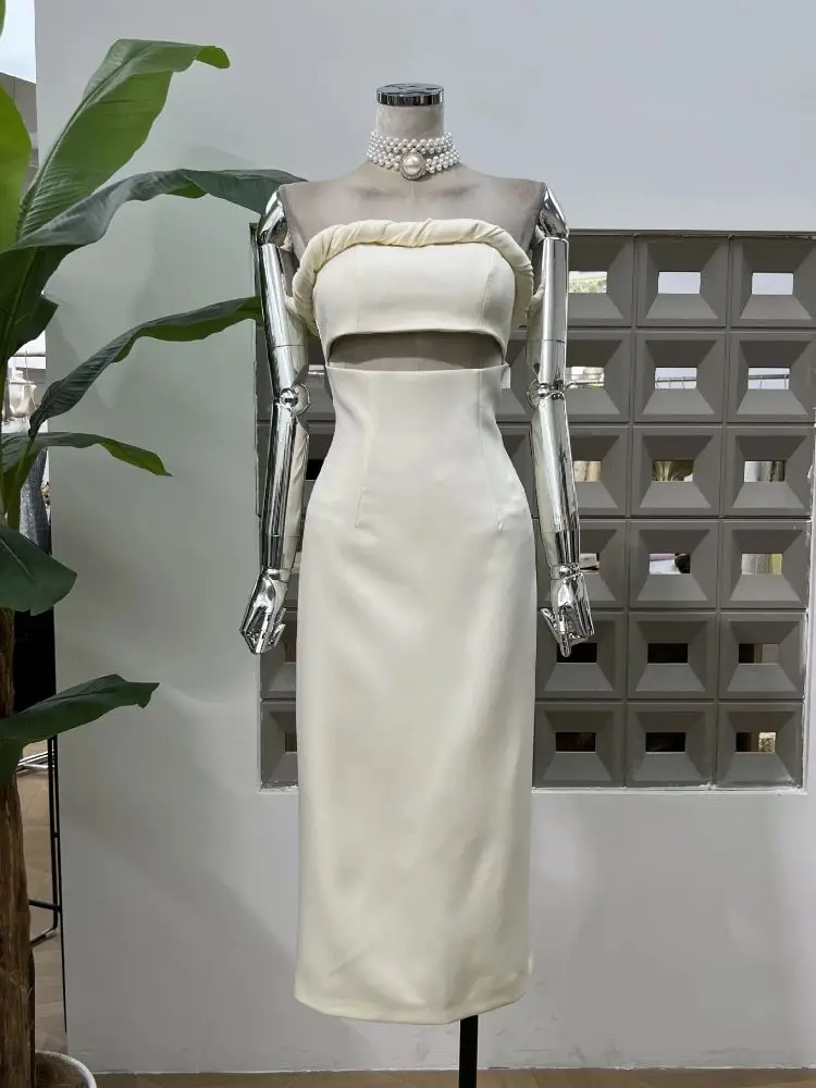 2025 estilo quente feminino chique corte design sem alças bodycon lápis festa casual vestido de verão elegante vestidos de festival