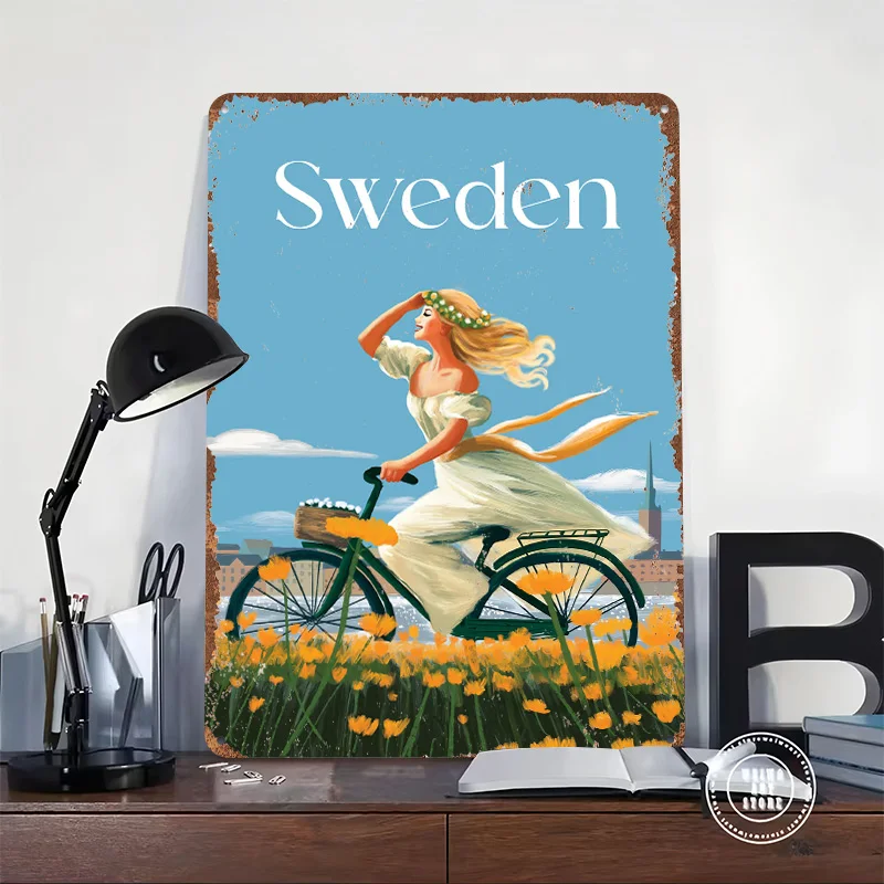 Sweden Travel Tinplate Poster Customized Wall Art Retro Vintage Metal Signs for Fans Bedroom Decoration Room Accessories House