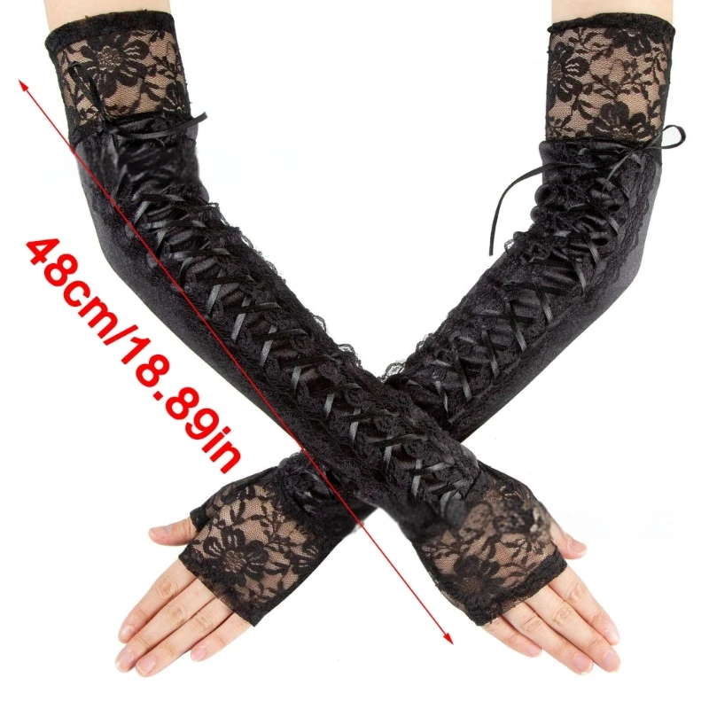 Evening Dress Gloves for Women Lady Half Finger Lace Gloves Proms Gloves