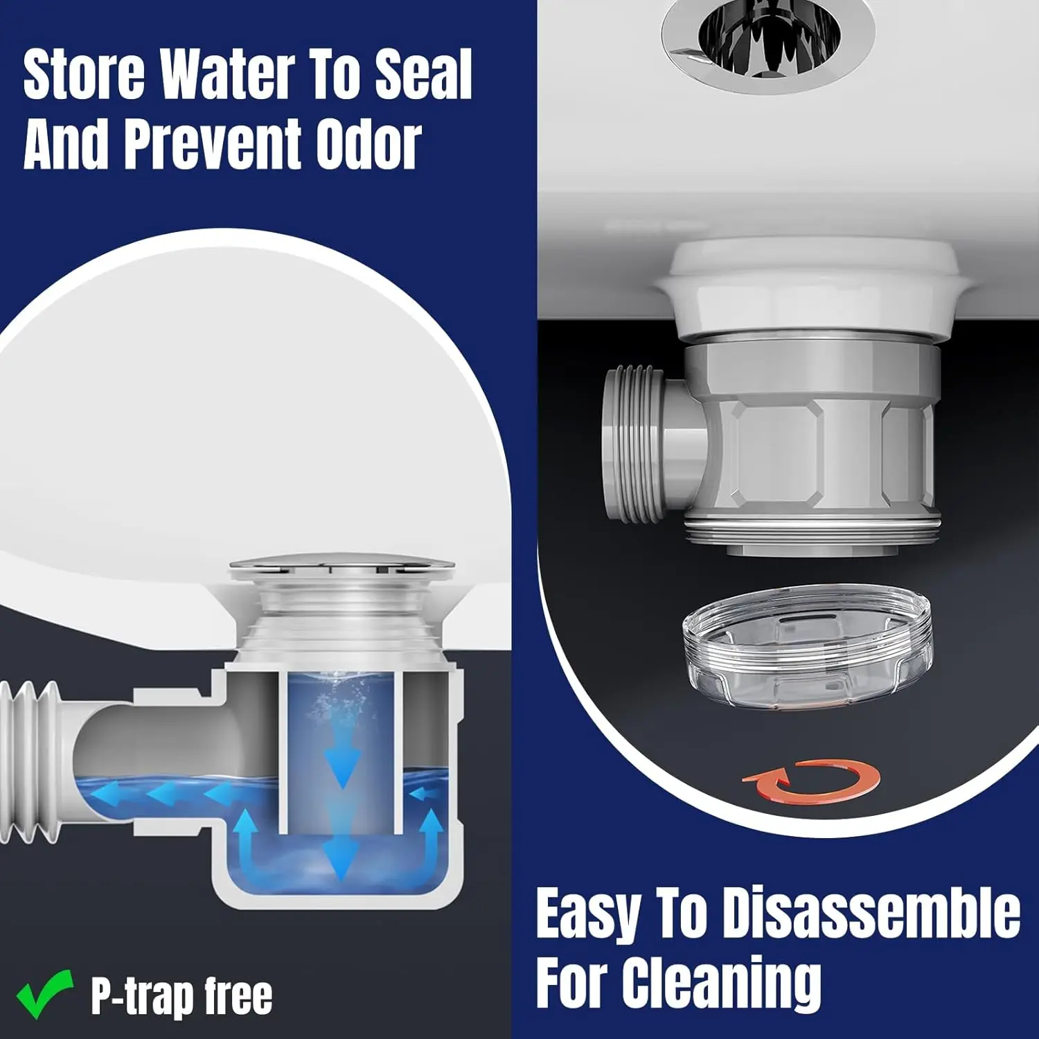 Retractable sewer set with chrome-plated surface with overflow port room cabinet face wash basin sink wall row side row view 3