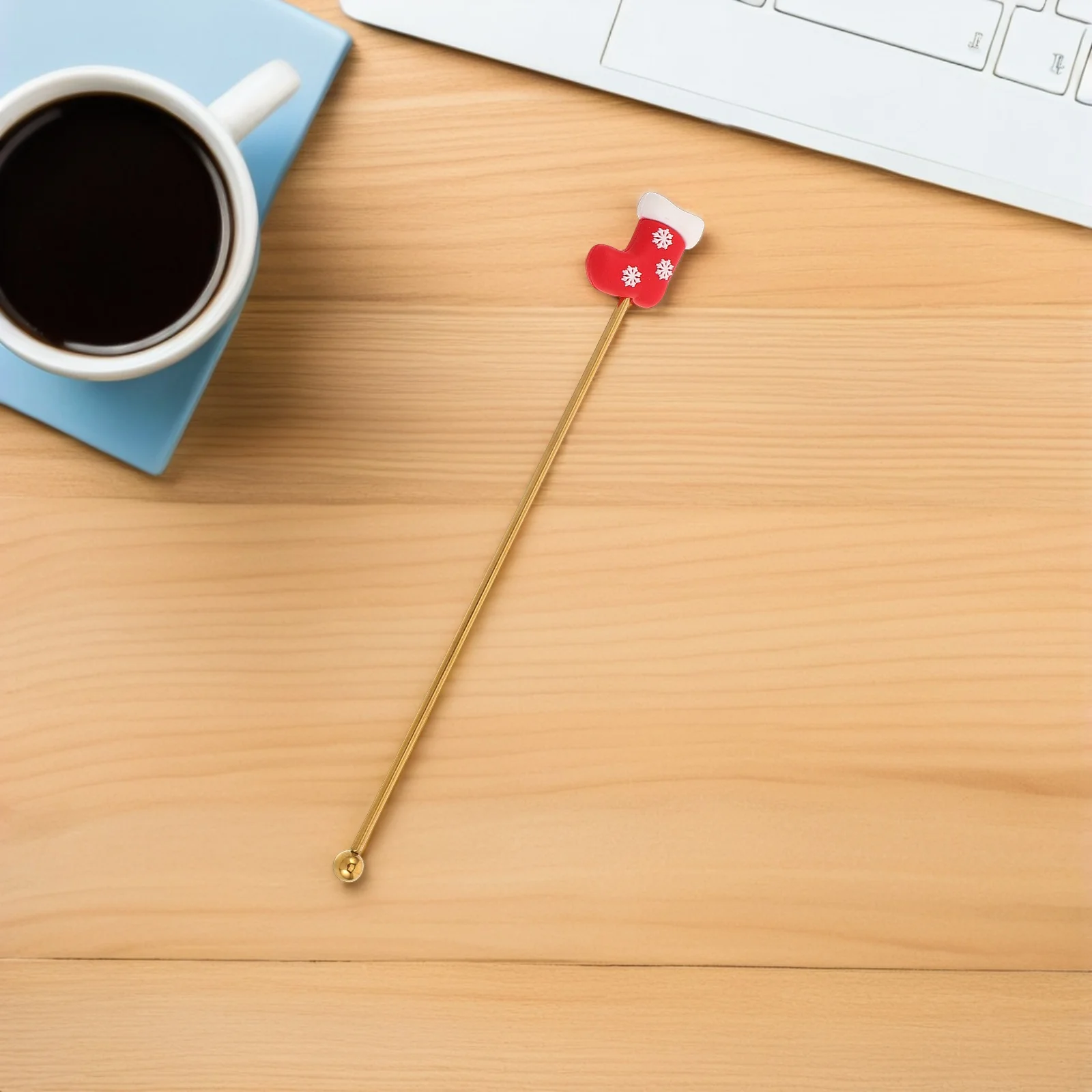 

Christmas Coffee Stirrers Reusable Stainless Steel Swizzle Sticks 7.47inch Festive Stocking Design Holiday Drink Mixer