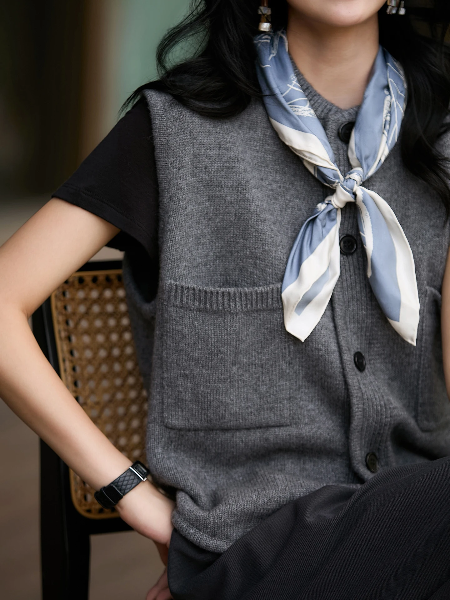 Повседневный круглый однотонный корейский вязаный открытый кардиган, жилет Svel, осенний роскошный легкий универсальный многослойный топ