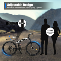 26 inch 21 Speed Mountain Bike Foldable Mens Womens MTB with Disc Brake Saddle Height Adjustable Anti-slip for Adults Youth Use