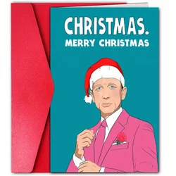 1pc, Happy Christmas Time Card, Merry Christmas Card, December Winter Christmas Greetings Card, Funny Christmas Card