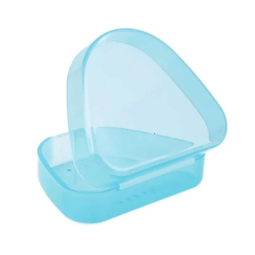 

Snap-fit Catch Artificial Tooth Organizer Solid Color Portable False Teeth Storage Box Keep Dry Dental Sleeve Container