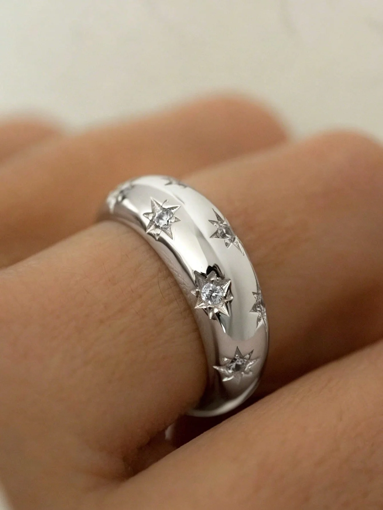 Retro Simple Sparkling Star Design Ring - Perfect for Daily Wear & Romantic Gifts Available 925 Silver Jewelry