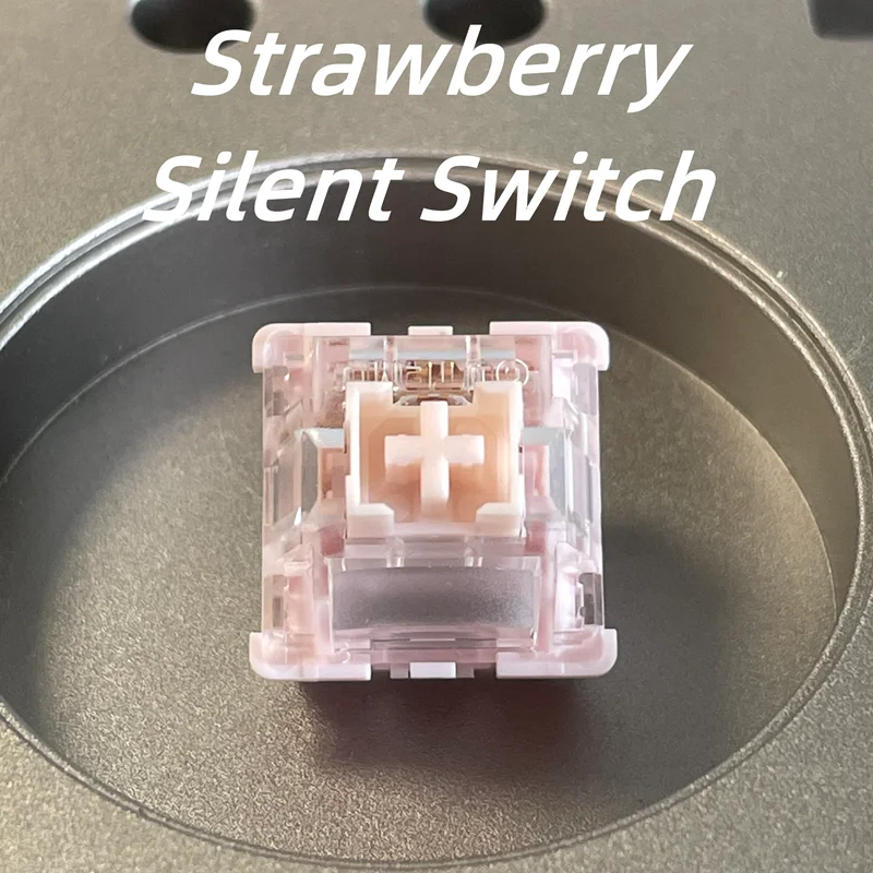 OUTEMU Strawberry Silent Switch 5-pin Linear Silent Switches 32g High Light Transmittance RGB Fine Lubrication Pink Switches