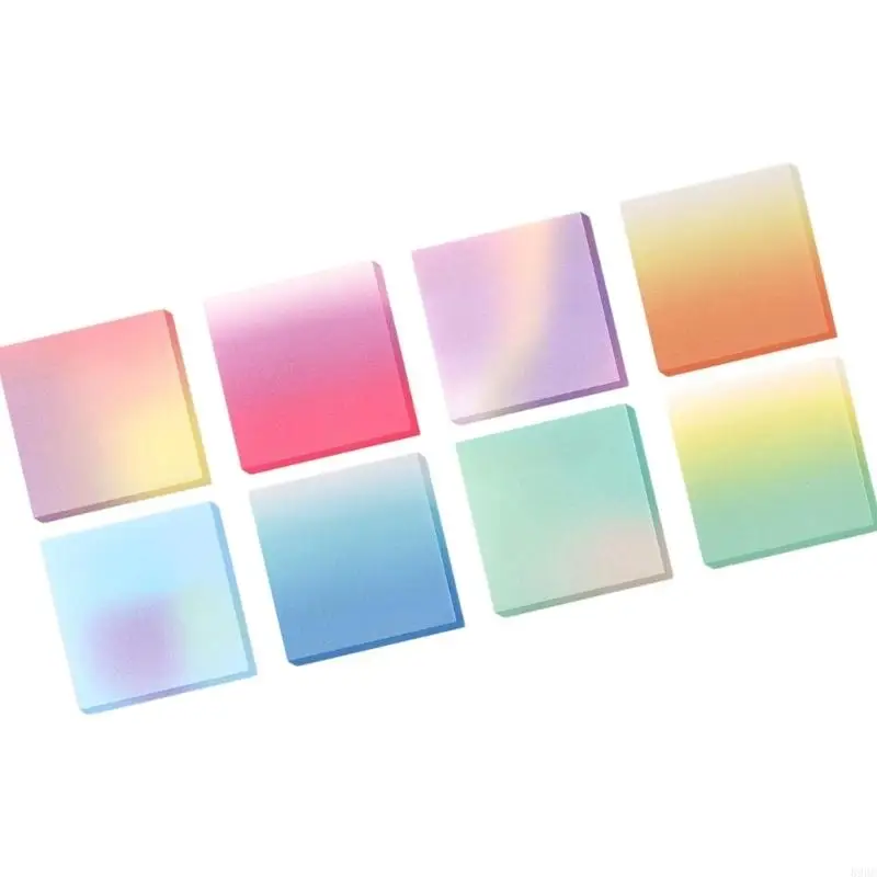 Selves Adhesive Transparent Memos Pad, 8 Pack 7.3Cm/3Inch Gradient Note for Page Flags, Meeting Note, Journal 896C