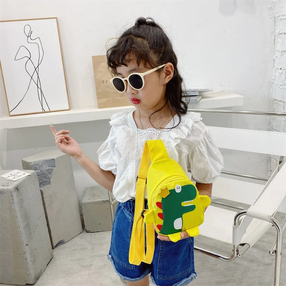 Children'S Fashion Nylon Dinosaur Crossbody Bag Casual Cute Animal Print Sling Chest Bag Children'S Baby Shoulder Bag For Women