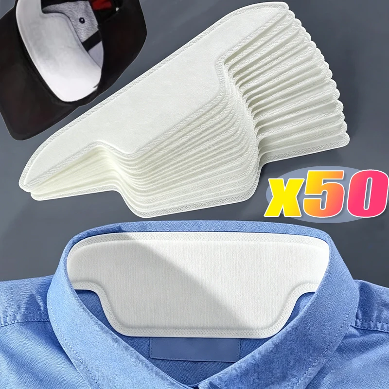 10/50PCS Disposable Self-Adhesive Sweat Pads T-Shirt Neck Collar Hat Absorbent Sticker Polymer Hat Brim Anti-dirty Sticker