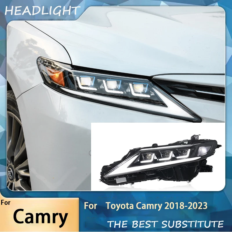 Car Lights For Toyota Camry 2018-2023 LED Headlight Assembly Upgrade Bifocal 3 Lens DRL Front Signal Lamp Tool Accessories