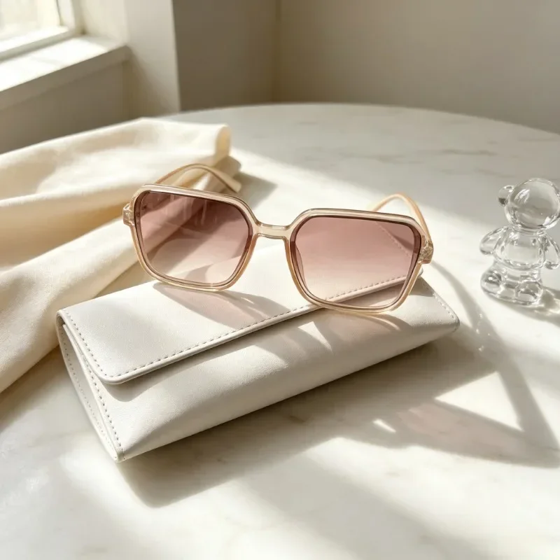 Thick-Frame Chain-Detail Sunglasses Set — product information 7