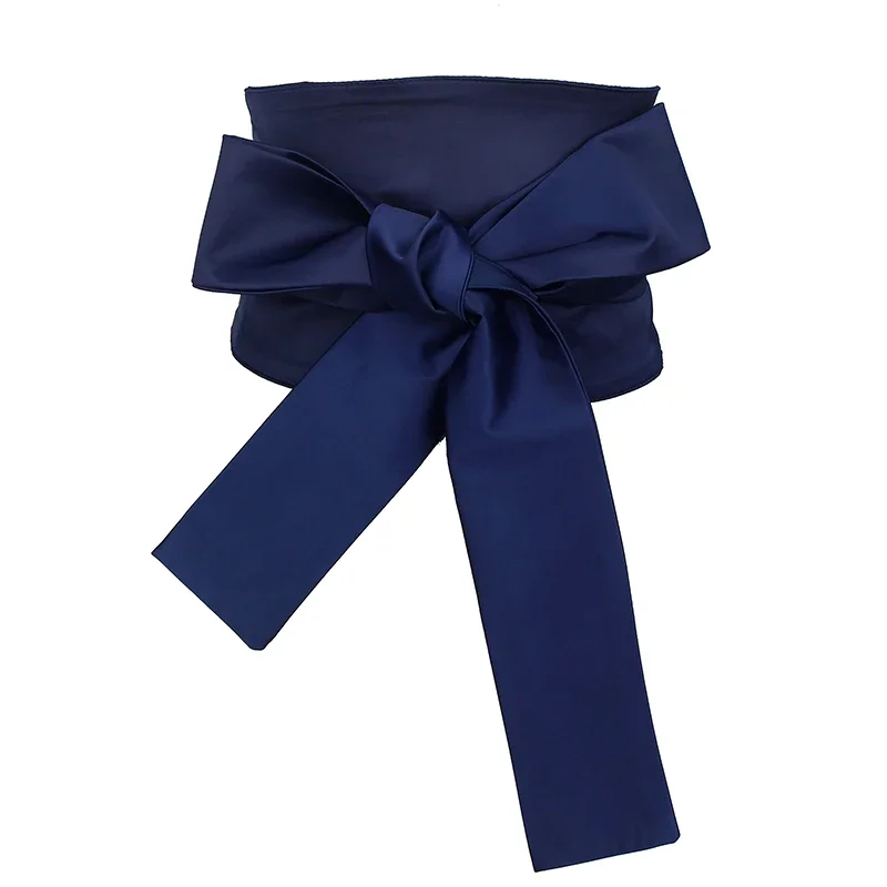 2019 Satin Fabric Wide Waist Belt For Women Purple Blue Pink Self-Tie Bandage Dress Belt For Ladies Slimming Corset Girdle Belts