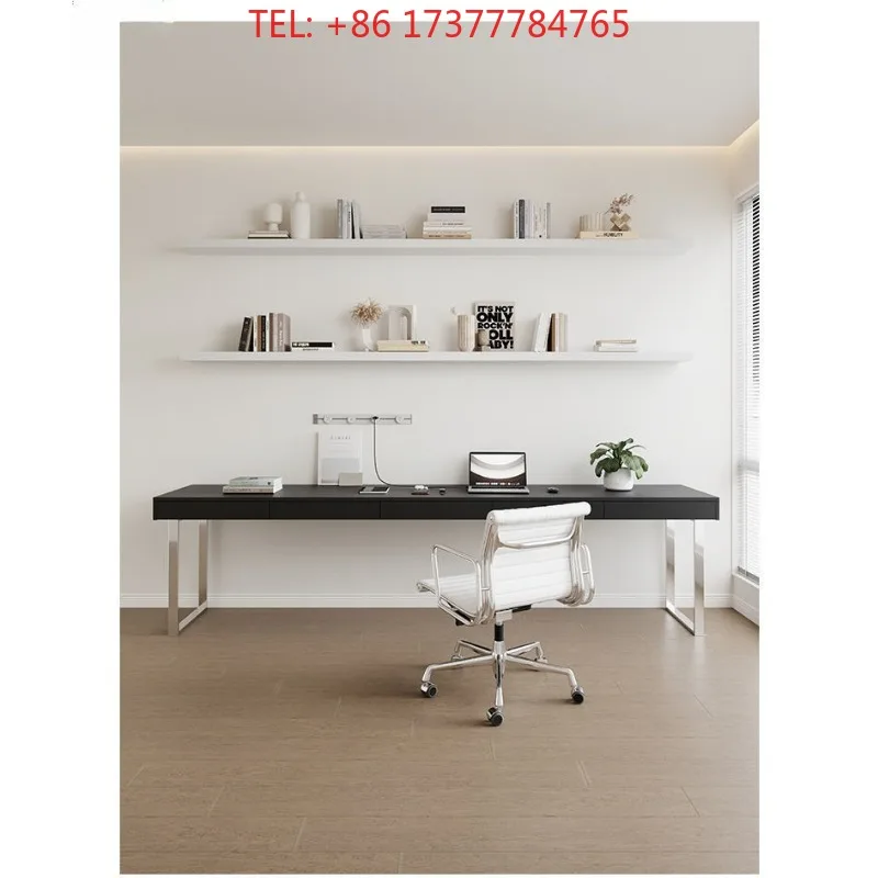 Log Color Solid Wood L Desk with Drawers Modern Simple Computer Workstation for Loratory Home Office