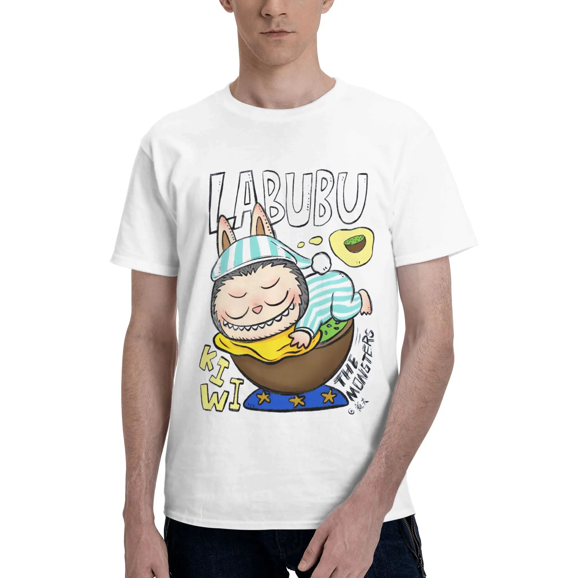 

Oversized T-Shirt Beach Ropa labubu Hipster T-Shirts Cute Cartoon Pure Cotton Tee Shirt for Men Aesthetic Short Sleeve Tops