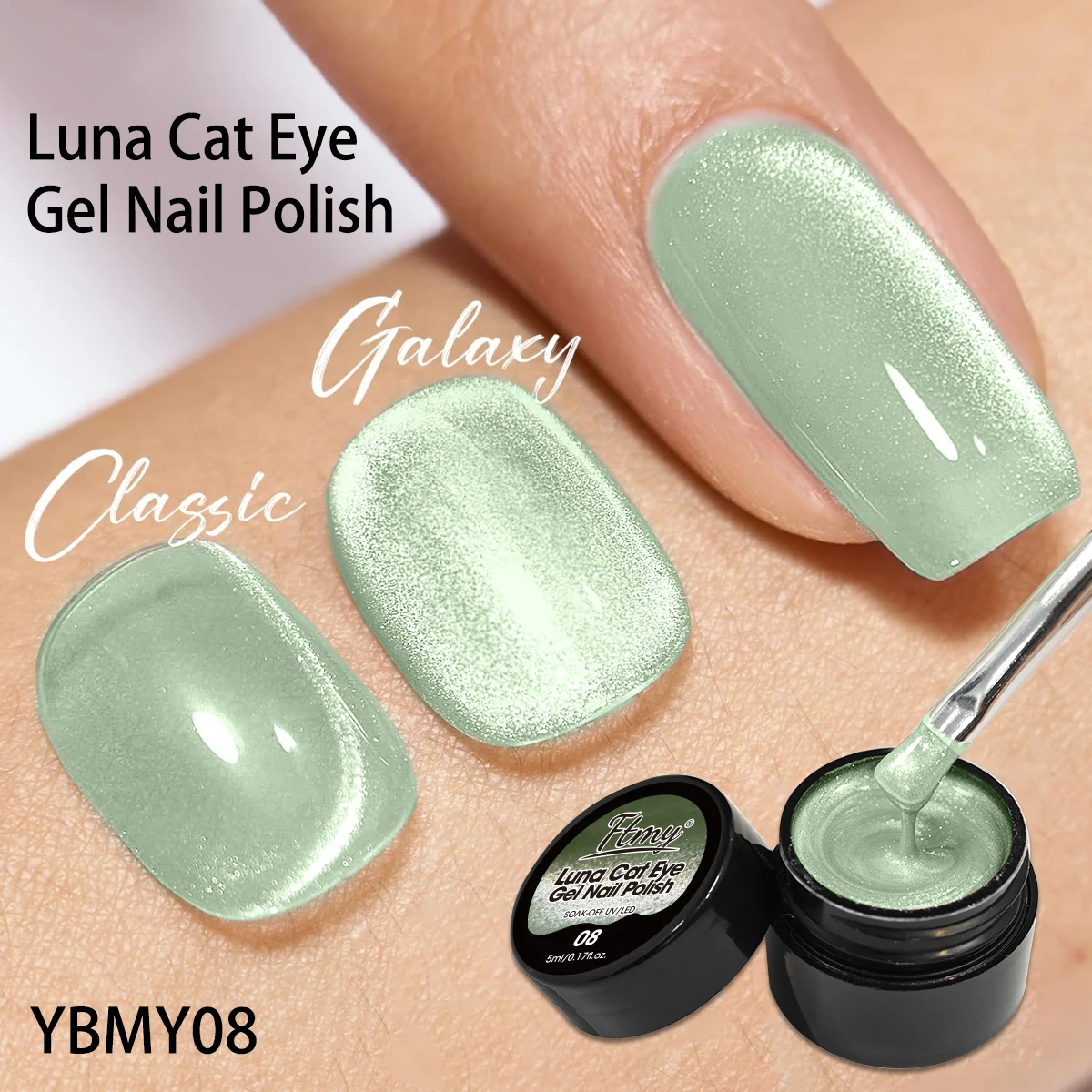 FTMY Single Jar Moon White Cat Eye Gel-nagellak beschikt over een hoogglans, doorschijnend maanwit cat-eye-effect. Geschikt voor na