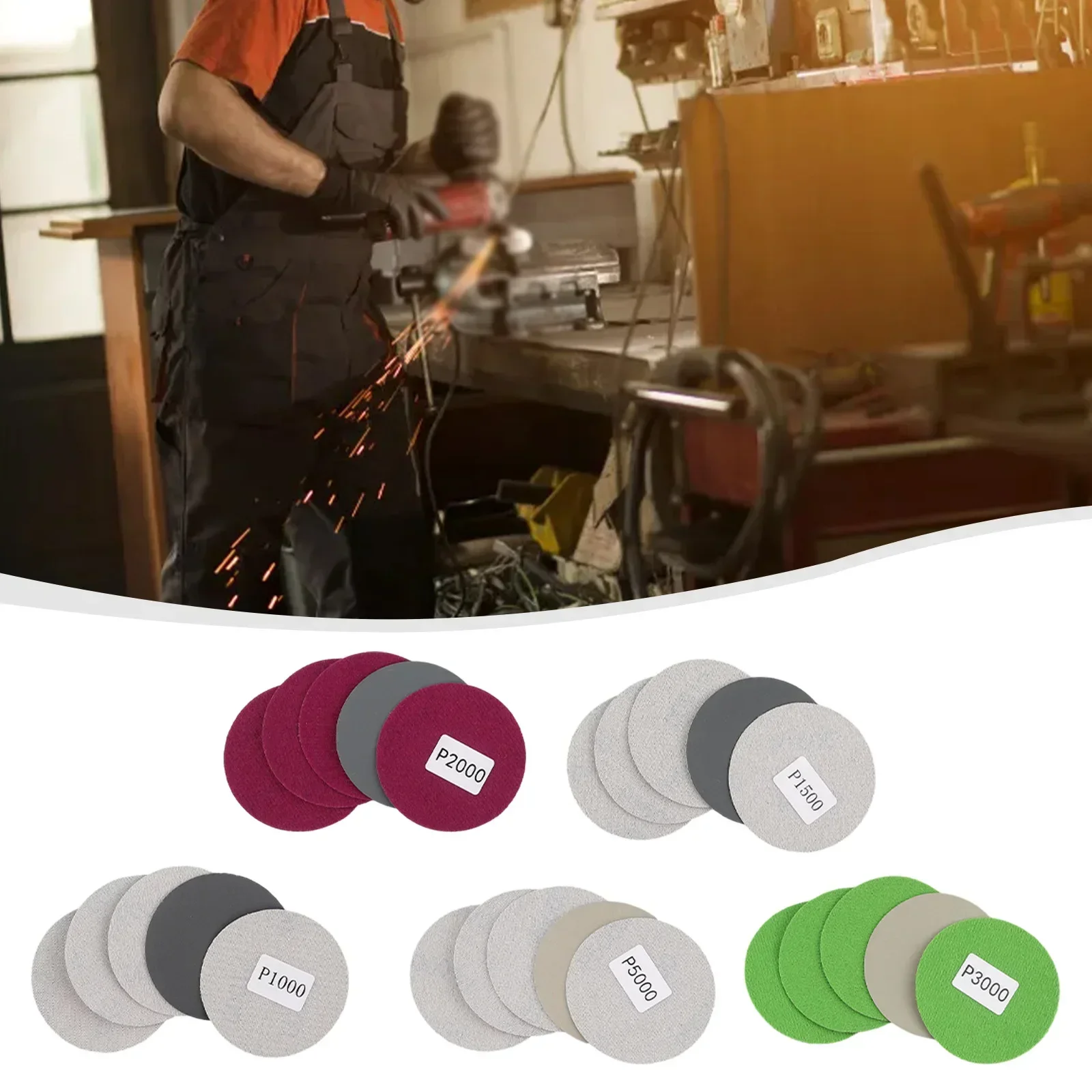 

25pcs/Set 3 Inch Hook Loop Wet/Dry Sandpaper 1000/1500/2000/3000/5000 Grit Sand Paper Discs Polishing Sanding Tool
