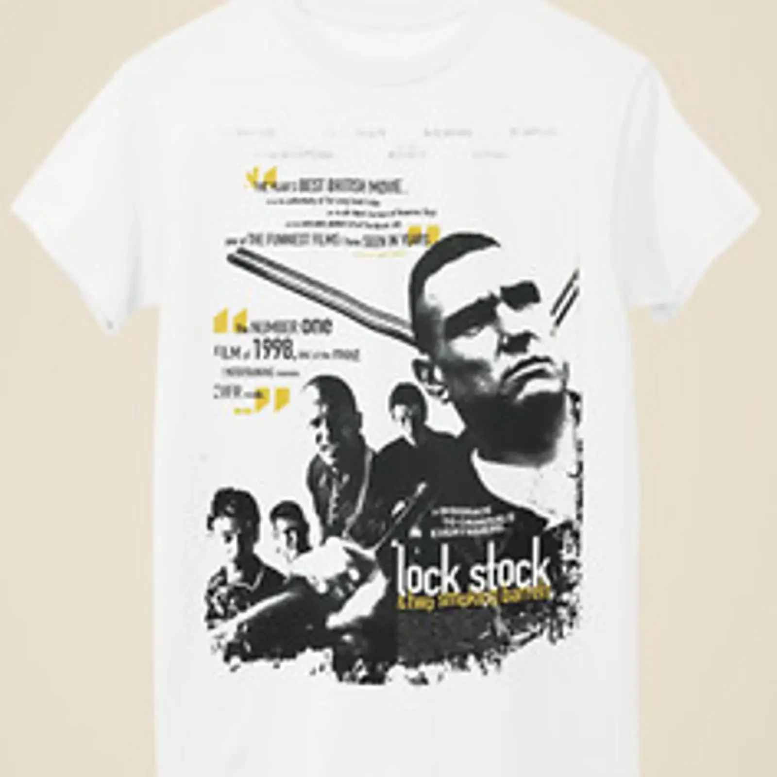 LOCK STOCK amp TWO SMOKING BARRELS CAMISETA BLANCA UNISEX INSPIRADA EN PÓSTER DE PELÍCULA vintage Washed homme Slightly Soft