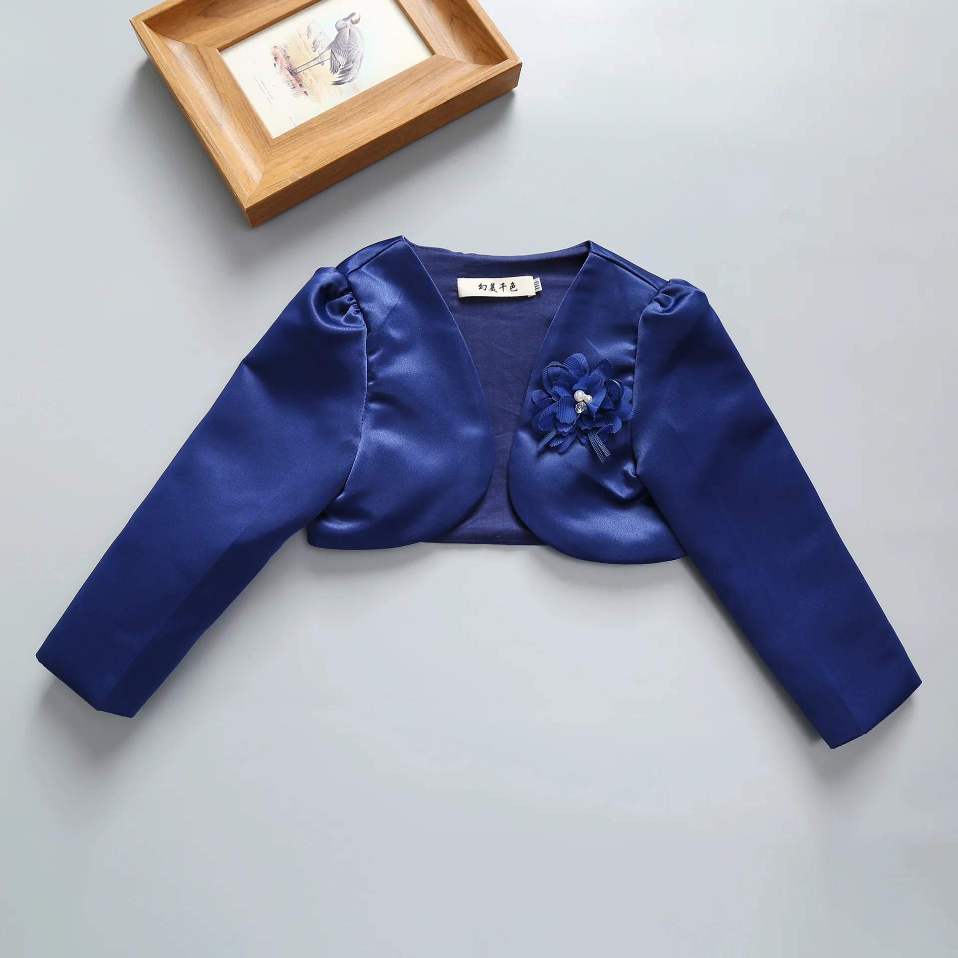 Navy Blue Girls Cardigans Wedding Jacket Kid Girl Coat for 1 2 3 4 6 8 10 12 Years Old Outcoat Shawl Girls Clothing