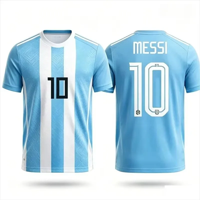 Messi Retirement Commemorative Soccer Jersey Marble Texture Quick‑Dry Football Fan Short Sleeve Shirt