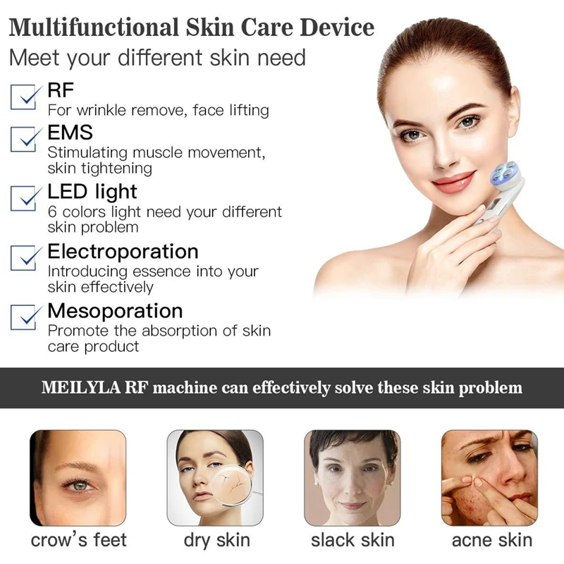 Cinco em um led fóton terapia térmica facial cuidados com a pele facial anti envelhecimento pescoço levantamento aperto e remoção de rugas máquina