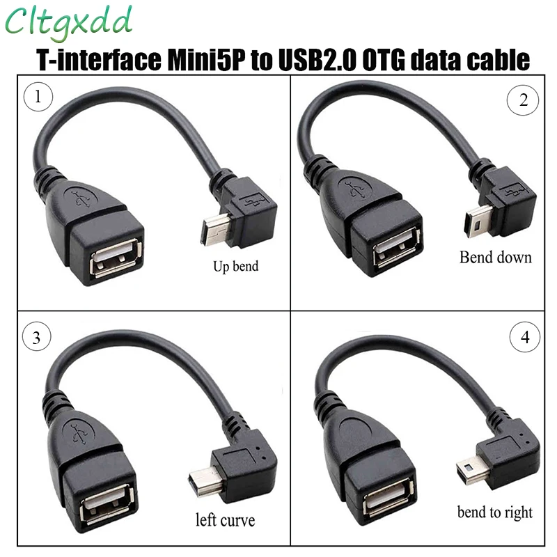 Mini5P Up/down/left/right USB2.0 T-port OTG Data Cable For Car And Navigation External USB Flash Drive Card Reader Adapter