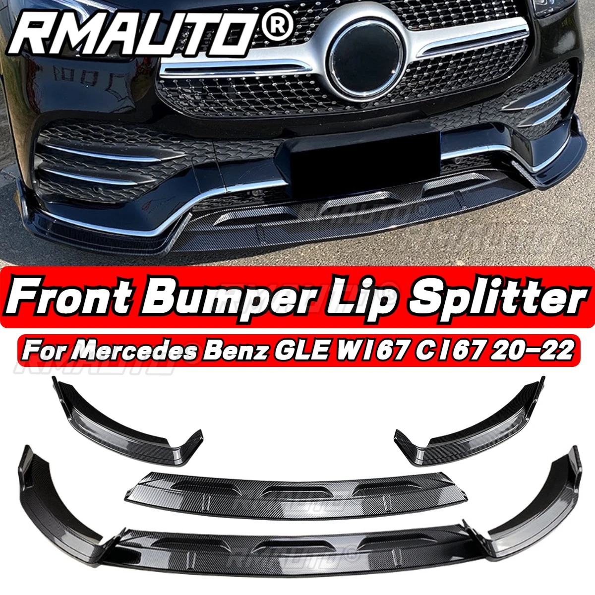 W167 GLE Lip Front Bumper Splitter Spoiler Diffuser Body Kit for Mercedes Benz W167 C167 GLE350 GLE450 2020-2022 Car Accessories view 6
