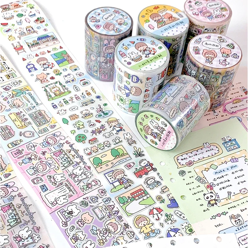 ZZOTON [Childhood Holiday Shopping Mall Shopping Die-cutting Tape] Sticker Roll Cute Element Graffiti