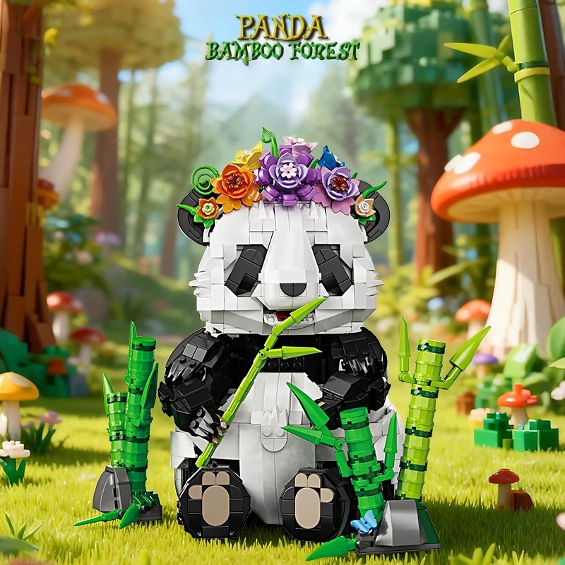 

Bamboo Panda Building Block Set, Animal Series Building Block Model Ornaments, Suitable for Gifts and Collections