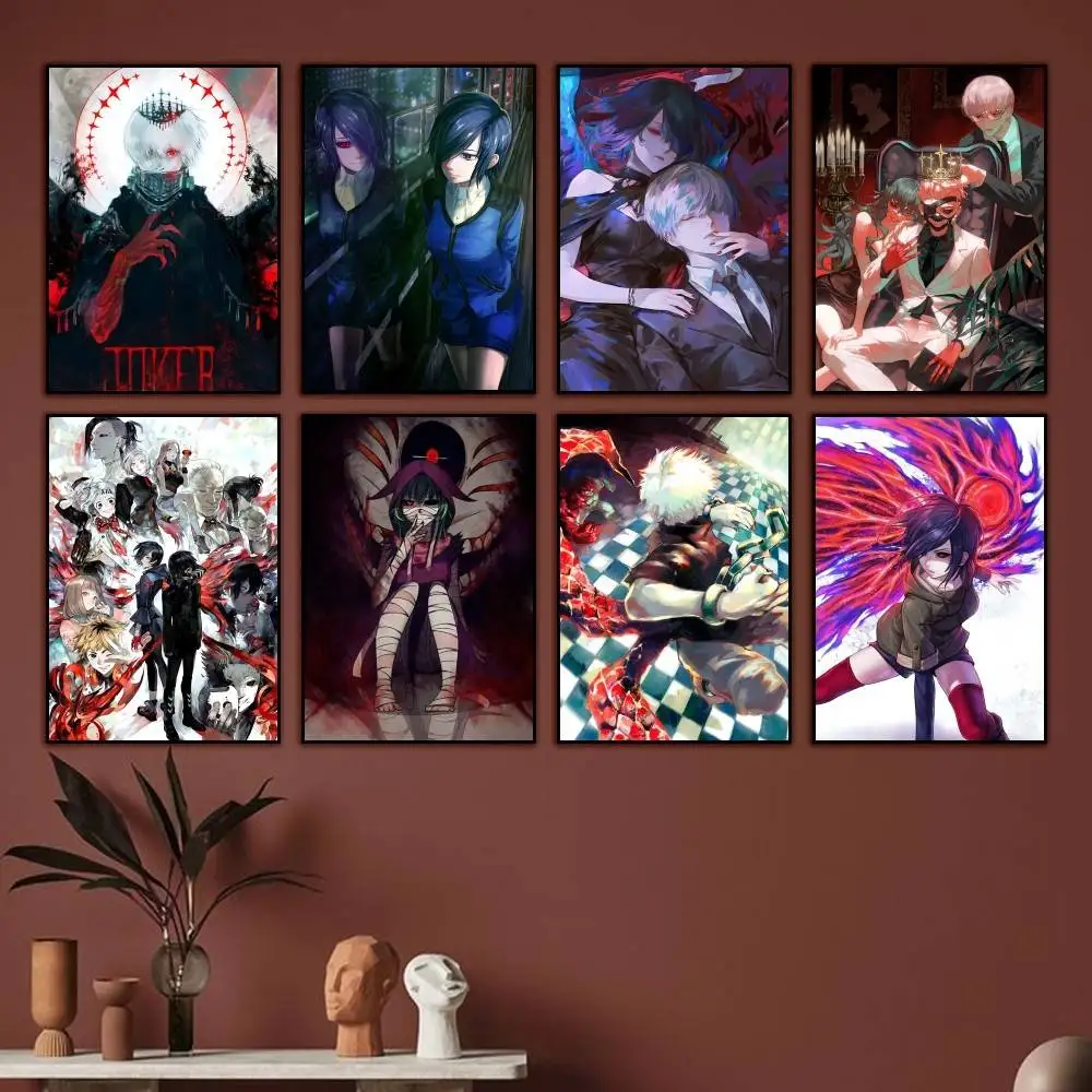 Kaneki Blood Anime T-Tokyo Ghoul Poster Self-adhesive Waterproof Paper Sticker Coffee House Bar Room Wall Decor