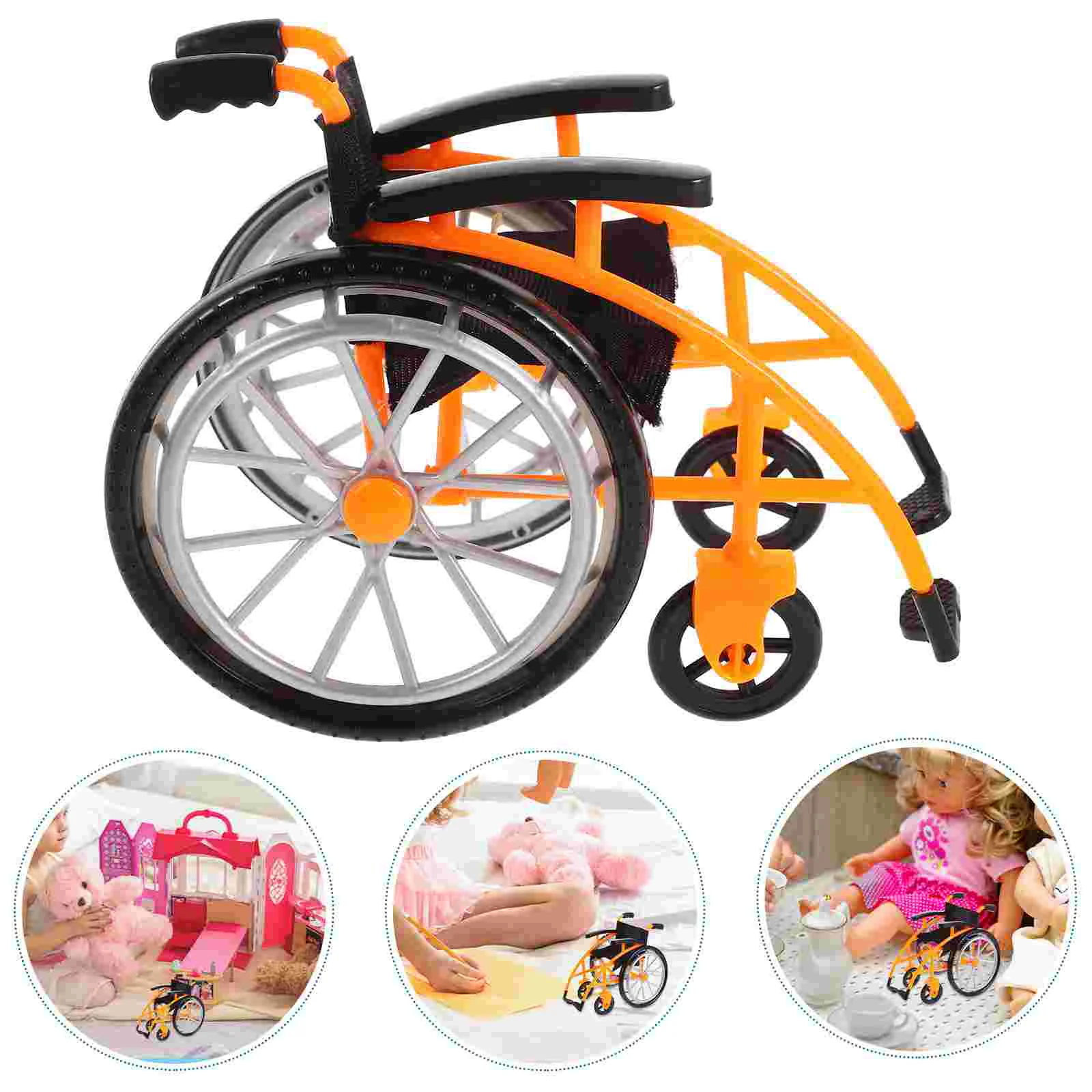 Juguetes infantiles, silla de ruedas, casa de muñecas, accesorios hospitalares, juego de médico, suministros médicos en miniatura naranja, bastón para caminar, muñecas para bebés