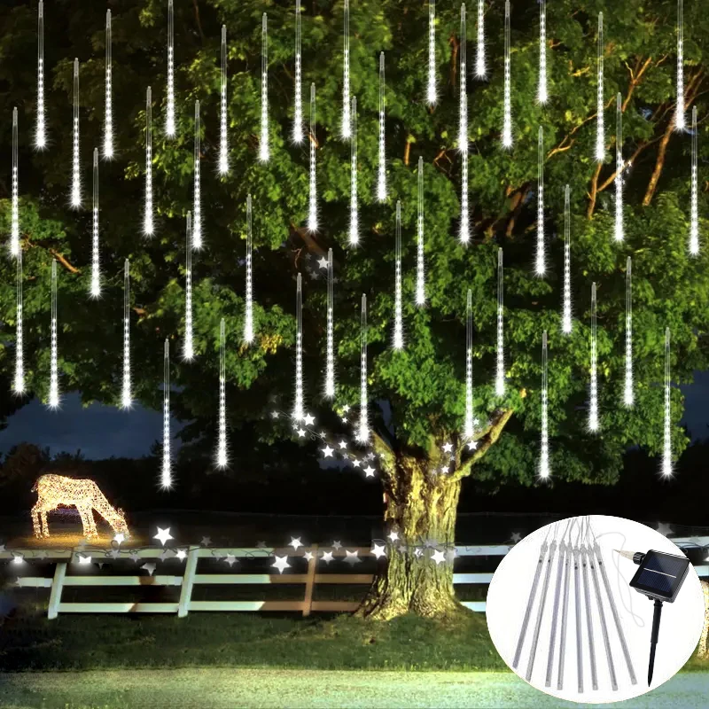 

Solar LED Meteor Shower Lights 30/50cm Snow Falling Outdoor String Lights for Garden Party Wedding Christmas Tree Patio Decor