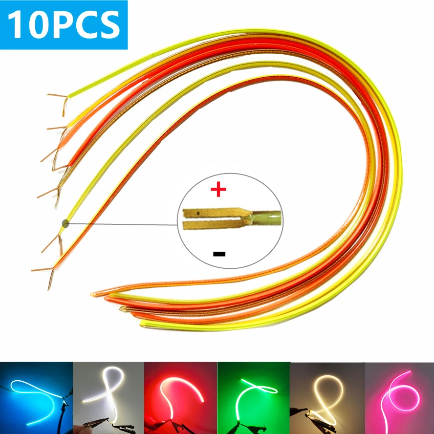 

10PCS LED Same End Filament Flexible Ultra Slim 3V Spiral Bulb Retro Edison Bulb Lamp Parts Diode Lighting Strip Decoration