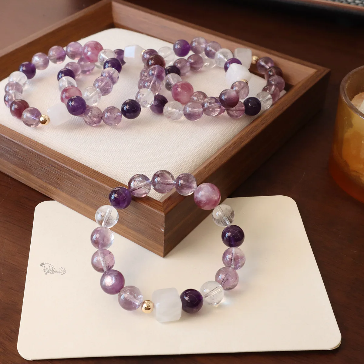 

10MM Natural Multi-Gem Crystal Beaded Bracelet Women Amethyst Clear Quartz Lepidolite White Phantom Luxury Wealth Fine Jewelry