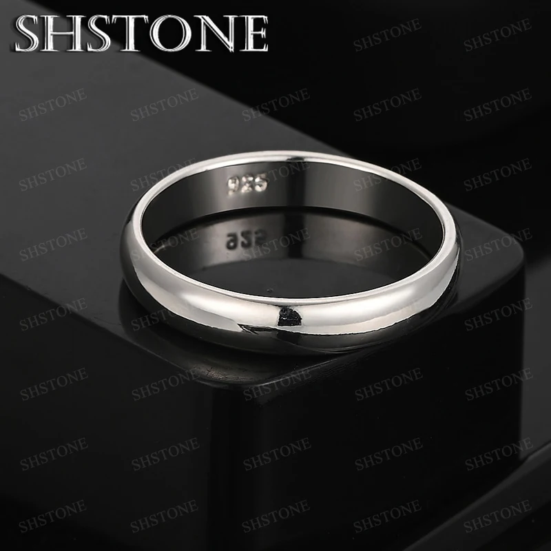 

Fashion Simple 925 Sterling Silver Smooth Ring For Women Men Happy Party Wedding Accessories Anniversary Gift Birthday Jewelry