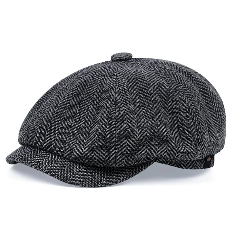 Newsboy Hats For Men Herringbone Solid Color Berets Women Fashion British Retro Caps For Men Autumn Golf Cap Male