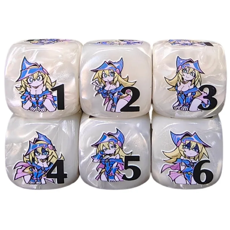 Ю-Ги-О! Набор 6-гранных полимерных кубиков 16 мм серии Dark Magician Girl для отслеживания повреждений, фанатский DIY-набор для настольных игр YGO, жетоны, игрушка, подарок