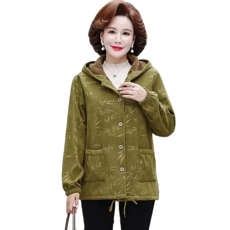 

Winter Short Cotton Jacket Women New Loose Hooded Coat Thicken Single-Breasted Outerwear Fashion Printing Warm Overcoat Female