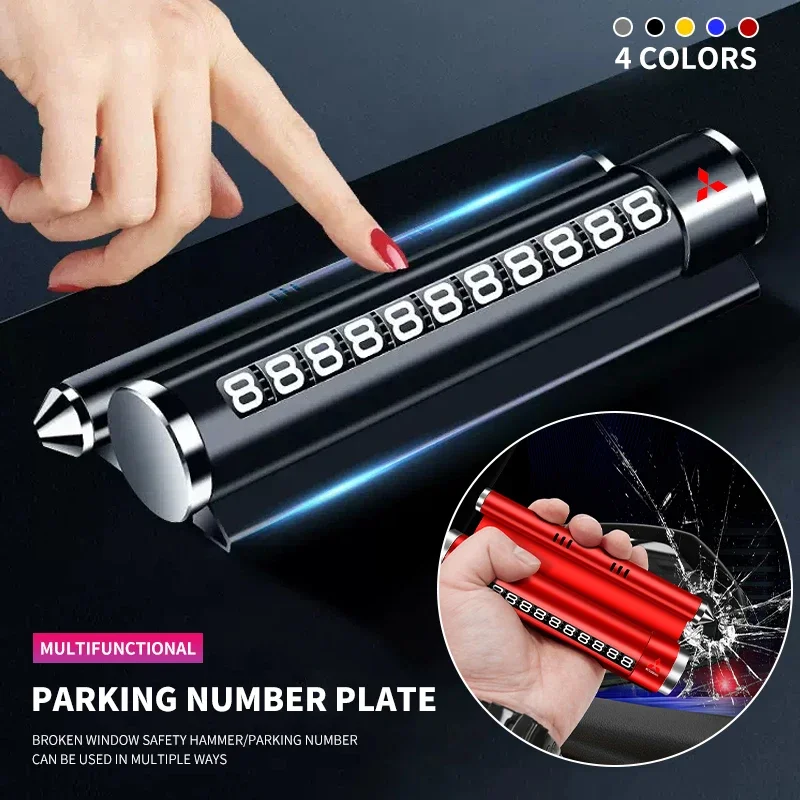 Metal Car Temporary Parking Card Rotate Phone Number Plate For Mitsubishi Asx Lancer Outlander Pajero Ralliart Car Accessories